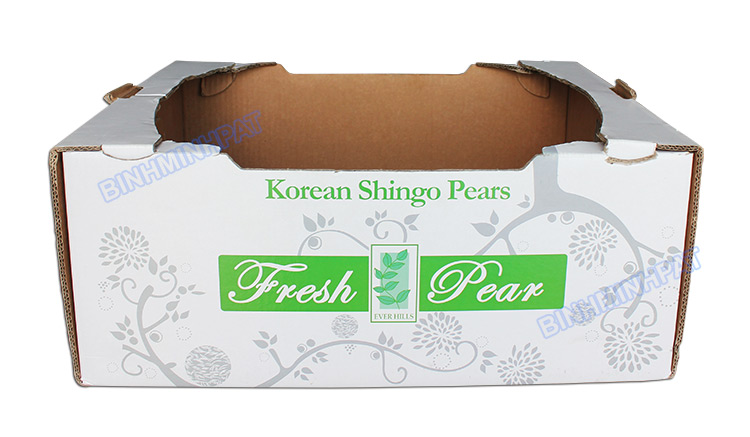 White Corrugated Pear Packing Boxes Fruit Cartons