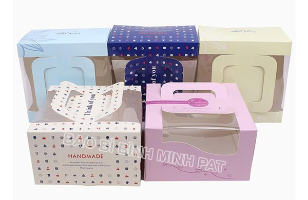 Corrugated Paper Cake Packaging Box with Handles