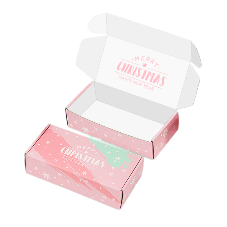 Pink and White Christmas Gift Boxes with Lids - img 1