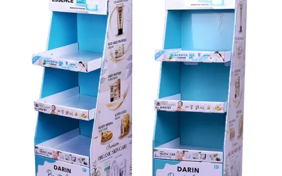 Custom Cardboard Floor Display Stand for Makeup & Skincare – Durable & Eye-Catching