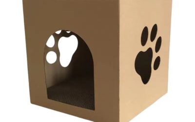 Portable Cat Cave & Scratcher Foldable Cardboard Cube with Catnip & Removable Pads