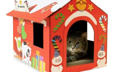 Festive Christmas Cat House Cozy, Warm & Durable Pet Bed with Holiday Design