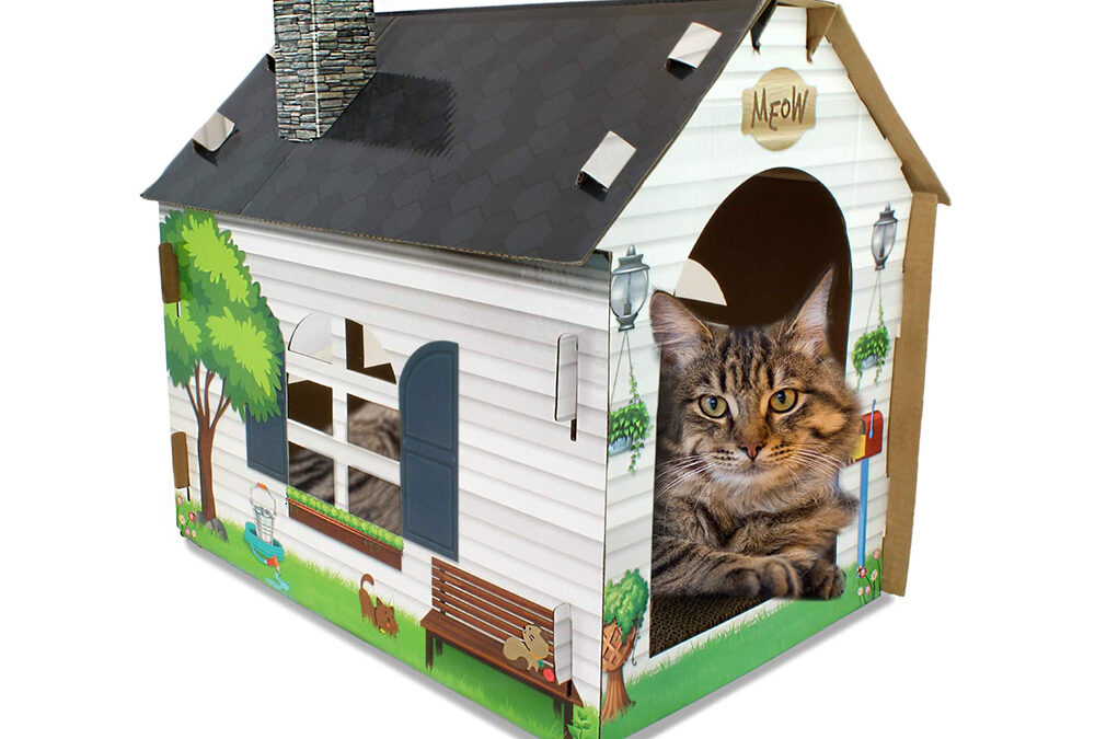 Premium Recyclable Cardboard Cat House Safe, Durable & Scratch-Proof Design for Happy Cats