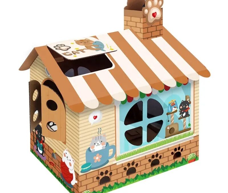 High-Quality Durable Cat Cardboard House Eco-Friendly, Easy to Assemble & Perfect for Cats to Play and Sleep