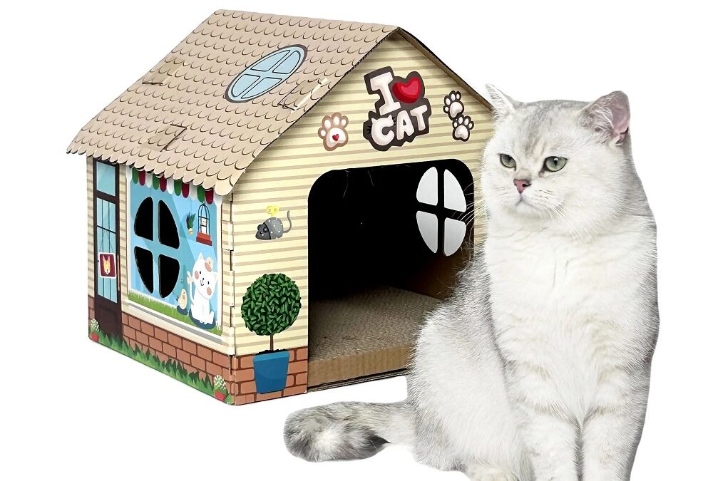 Luxury Cat Cardboard House with Unique Design Best Cozy Shelter & Playhouse for Indoor Cats