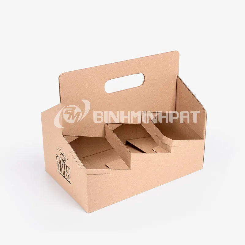 Coffee Paper Box Printing – Essential Packaging for Coffee Brands 17 6-cup coffee carrier box with handle