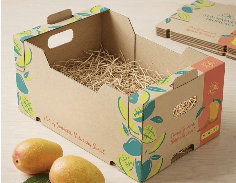 fresh fruit and vegetable delivery box with handles